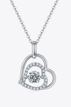 Silver moissanite heart pendant necklace with sparkling diamonds