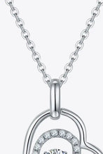 Silver moissanite heart pendant necklace with sparkling diamonds