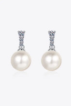 Elegant moissanite pearl drop earrings in sterling silver with diamond accents