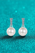 Elegant moissanite pearl drop earrings in sterling silver with gemstone accents