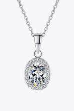 Silver moissanite pendant necklace with halo diamonds and chain