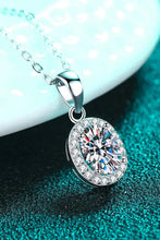 18k white gold moissanite pendant necklace with diamond halo and 18-inch chain