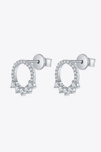 Pair of sterling silver horseshoe stud earrings with CZ stones in matching box