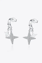 Moissanite Star Rhodium-Plated Sterling Silver Dangle Earrings