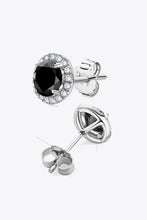 Sterling silver moissanite stud earrings with black center and white halo
