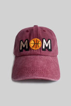 Maroon distressed mom baseball cap with basketball MOM emblem