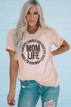 Light peach short-sleeved MOM LIFE leopard graphic cuffed tee