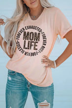 Light peach short-sleeved Mom Life leopard graphic cuffed tee