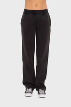Mono B Elastic Waist Fleece Pants with Pockets Black Woman Pants