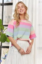 Multi Color Stripe Casual Top for Women Woman T Shirts