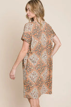 Multicolored Leaves Jacquard Dress with Floral Patchwork Print