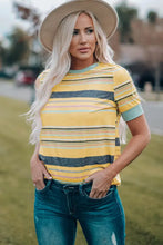 Multicolored striped round neck tee with regular sleeve length