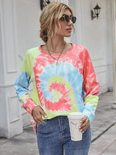 Multicolored Tie Dye Long Sleeve Round Neck Shirt for Women Woman T Shirts