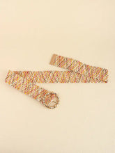 Multicolored wide belt with gold bamboo-style buckle