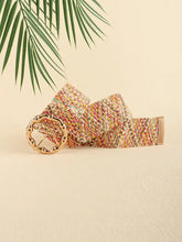 Multicolored wide belt with gold bamboo-style buckle