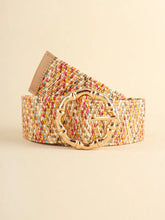 Gucci multicolored wide belt with gold bamboo-style buckle