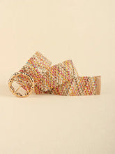 Multicolored wide belt with gold bamboo-style buckle