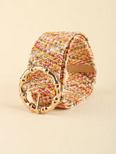 Multicolored wide belt with gold bamboo-style buckle