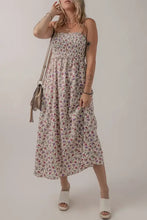 Multicolour Bohemian Ditsy Floral Smocked Fit Flare Sundress Woman Casual Dress