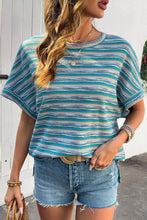 Multicolour Striped Wide Sleeve Knit Top for Women