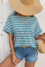 Multicolour Striped Wide Sleeve Knit Top for Women