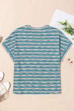 Multicolour Striped Wide Sleeve Knit Top for Women Woman T Shirts