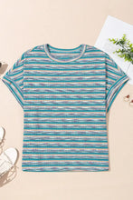 Multicolour Striped Wide Sleeve Knit Top for Women Woman T Shirts