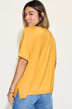 Mustard Bamboo Slit V-Neck T-Shirt for Women Woman T Shirts
