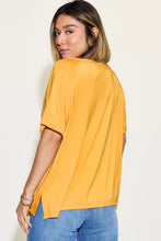 Mustard Bamboo Slit V-Neck T-Shirt for Women