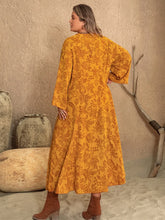 Mustard Floral Maxi Dress with Slit and Sleeveless Design