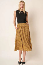 Mustard Printed Midi Skirt with Flattering Silhouette Mustard
