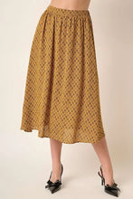 Mustard Printed Midi Skirt with Flattering Silhouette
