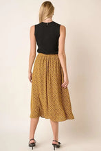 Mustard Printed Midi Skirt with Flattering Silhouette