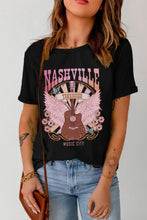 Nashville graphic black t-shirt with round neck and regular sleeves