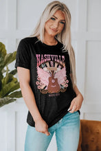 Nashville Black Graphic Tee with Round Neck and Regular Sleeve Length Woman T Shirts