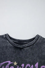 Nashville Graphic Acid Washed Gray Cotton T-Shirt for Women