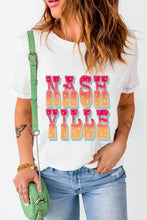 Nashville graphic white t-shirt for women with colorful design