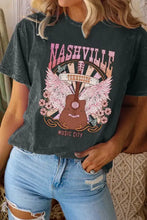 Nashville Music City graphic round neck short sleeve t-shirt with guitar design