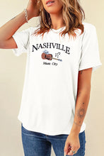 Nashville Music City White T Shirt for Women with Music City Print White
