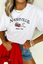 Nashville Music City White T Shirt for Women with Music City Print