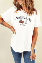 Nashville Music City White T Shirt for Women with Music City Print