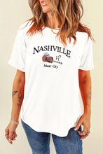 Nashville Music City White T Shirt for Women with Music City Print