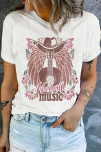 Nashville Music Guitar Wings Graphic White T Shirt for Women