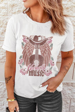 Nashville Music Guitar Wings Graphic White T Shirt for Women