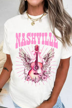 Nashville Pink Guitar Graphic Cream Women's T Shirt