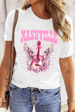 Nashville Pink Guitar Graphic Cream Women's T Shirt