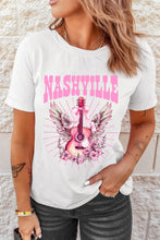 Nashville Pink Guitar Graphic Cream Women's T Shirt