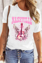 Nashville Pink Guitar Graphic Cream Women's T Shirt Woman T Shirts