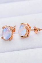 Natural moonstone stud earrings in rose gold oval setting