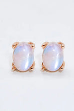 Pair of natural moonstone oval stud earrings in rose gold